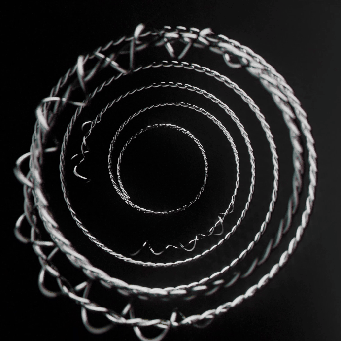 Spiral wire coil on black background