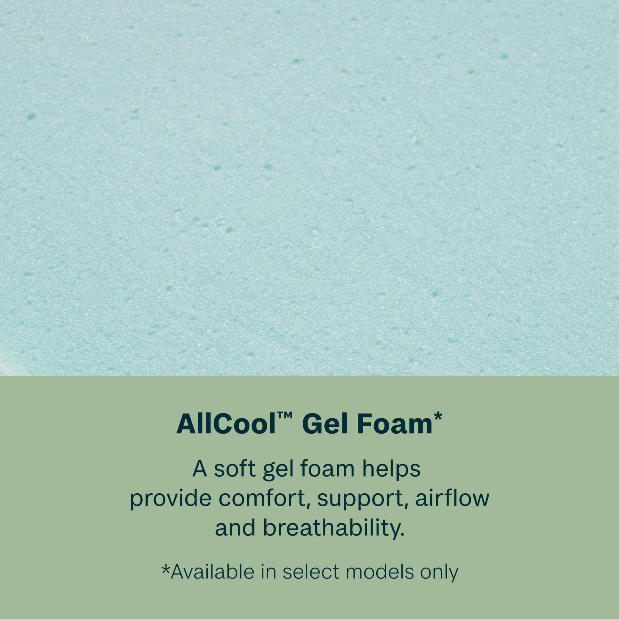 Text about AllCool Gel Foam on a light blue and green background