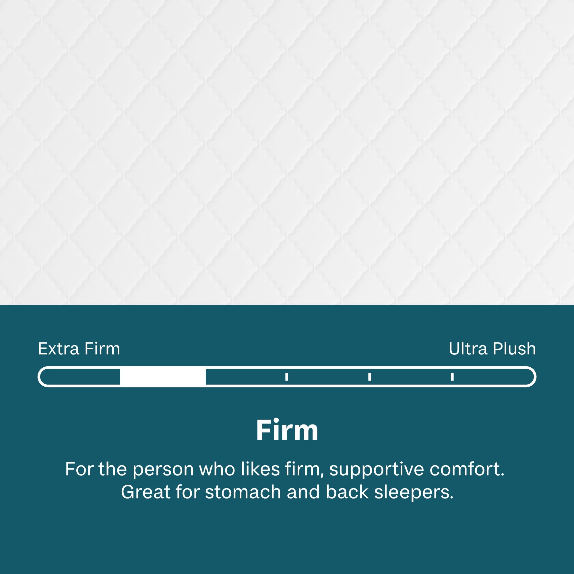 Beautysleep Mattress Sleep comfort scale with 'Firm' option highlighted on a teal background